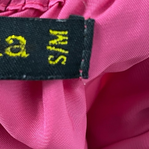 ERIKA PENA Anthropologie Bettina Pink Satin Off The Shoulder Maxi Dress Size S/M - Picture 7 of 8